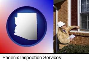 a building inspector inspecting home windows in Phoenix, AZ